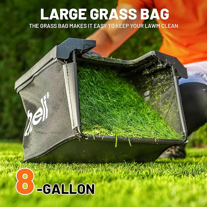 Litheli 13.4inch Electric Lawn Mower Cordless,Grass Cutter Machine for 2600 Sq.Ft.Lawnmower with Brushless Motor, 8 Gallon Capacity, Cutting Height from 1 to 2.5 in, Includes 2X4.0 Ah Battery.