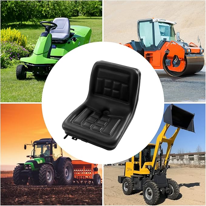Lawn Mower Seat, Universal Lawn Tractor Seat Replacement, Compact High Back Mower Seat, Central Drain Hole Skid Steer Seat for Loader Tractor Forklifts Dozers Excavators