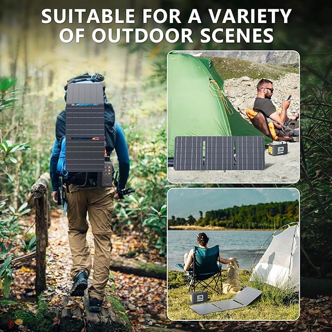 HOWEASY Solar Generator 120W(240W Peak), Portable Power Station with 30W Solar Panel,Power Bank with 110V AC Outlet for Camping, Home, Outdoor Emergency