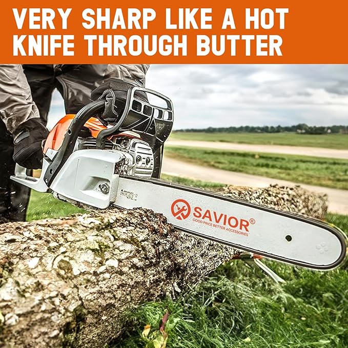 Savior 18 Inch Chainsaw Guide Bar and Chain Combo, 3/8" LP Pitch .050" Gauge 62 Drive Links Replace Oregon 180SDEA041 39272 Guide Bar, Fits Poulan Ego Greenworks Echo Kobalt and More (3 Chains+ 1 Bar)