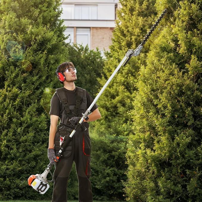 VEVOR Gas Hedge Trimmer 2 Cycle with Extension Pole, 15.7-inch 26cc Gas Powered Pole Hedge Trimmer with Dual Sided Dual Action Blade, Great for Trimming Shrubs, Bushes, w/EPA, CE and EMC Certification