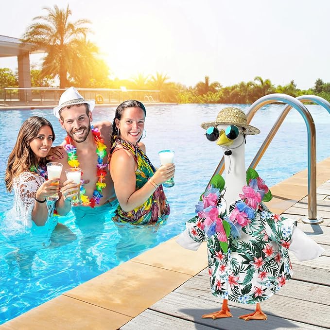 Hawaiian Porch Goose Outfits, 23'' Summer Lawn Goose Costume, Goose Clothes for Outdoor Garden Yard Decor