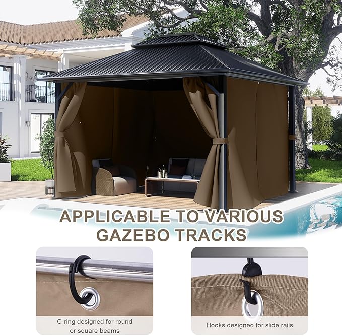 BPS 12' x 16' Gazebo Curtain Privacy 4-Panel Sidewall Outdoor Replacement Shade (Only Curtain)