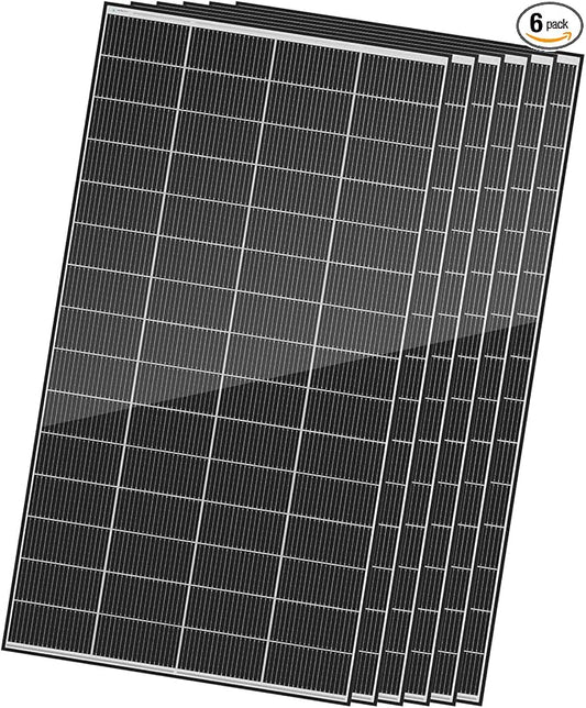 Renogy 320 Watts Solar Panels 6PCS 12V/24V N-Type 18BB Solar Panel Monocrystalline Total 1920W On/Off Grid Application Over 1000 Watt Solar Panel 25% High Efficiency for Homes Roof RV Boat Black