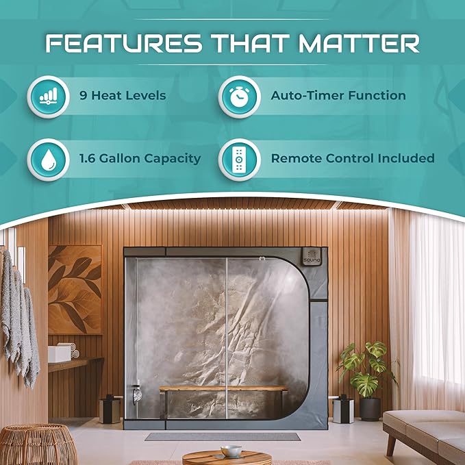 3 Person Full Body Sauna Box - Portable Sauna for Home Relaxation, Muscle Recovery, and Skin Health - Leak-Proof Design for at-Home Setup - USA Owned (1 Tent and 2 Steamers Included)
