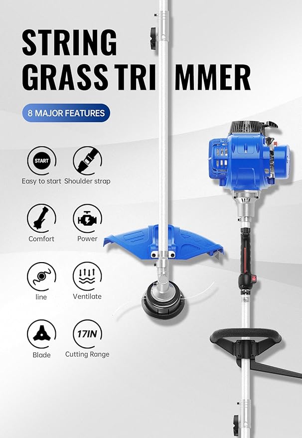 Wild Badger Power 2-in-1 Yard Care System, 31cc, 4-Cycle Gas Engine Straight Shaft Multi-Tool with Brush Cutter, String Grass Trimmer and Shoulder Harness