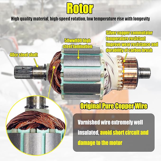 fullas Electrical Starter Motor 110V 14 Teeth for MTD Cub Cadet Craftsman Troy-Bilt Yard Machines 951-11196, 751-11196 Snow Thrower Engine