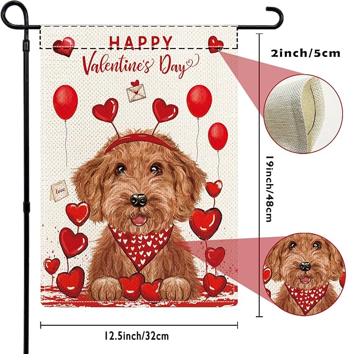 Golden Doodle Garden Flags for Outside Set of 12, Dog Welcome Seasonal Garden Flags 12x18 Double Sided for All Seasons and Holidays, Spring Yard Lawn Flag for Outdoor Decor, Goldendoodle Gifts