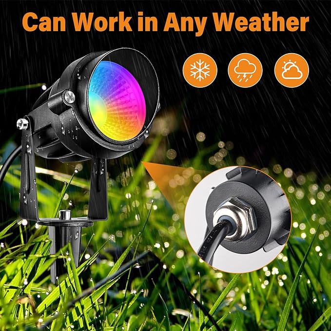 10W RGBW LED Landscape Lights Spot Lights Outdoor for Yard Garden Decor Spotlight, Landscape Lighting with 16 Color Changing and Remote IP68 Waterproof (12 pck)
