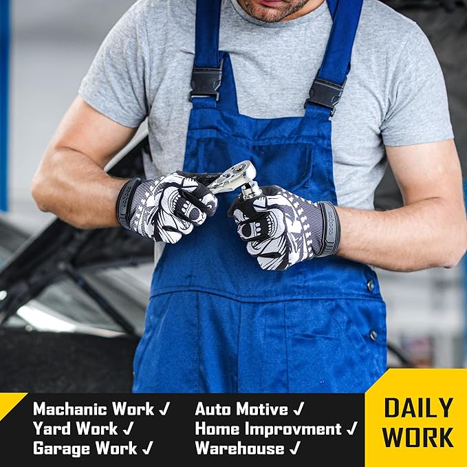 COOLJOB Touchscreen Utility Mechanic Safety Work Gloves For Men with Grip, Breathable, Ultra-Soft, Lightweight，S-XL