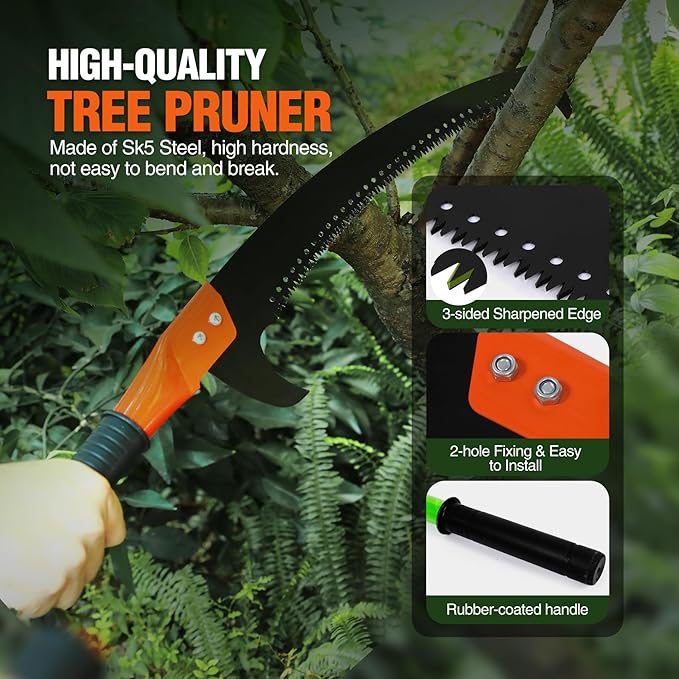 Lineslife 25ft Tree Pole Pruner Manual,Branches Trimmer Tree Branch,Hand Pole Saws Extendable Height