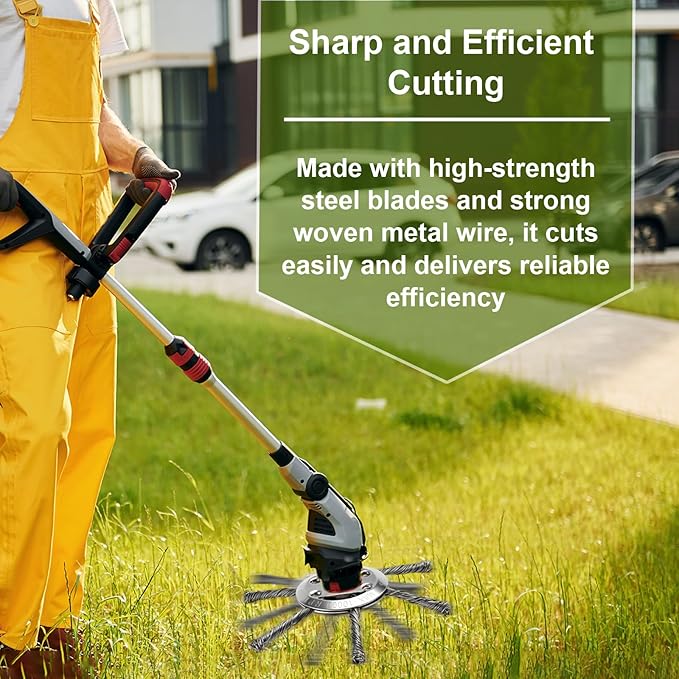 2025 New Upgrade 6 Inches Steel Wire Grass Trimmer Head Universal Steel Wire Weed Eater Head String Trimmer Replacement Brush Blade for Electric Battery Powered Cordless String Cutter (3Pc 6 Blades)