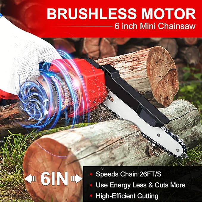 Cordless Mini Chainsaw 6 Inch for Milwaukee 18V M18 (No Battery), Brushless Portable Electric Chain Saw Tool for M18, Small Handheld Chainsaw for Pruning Shear Branch Wood Cutting Tree