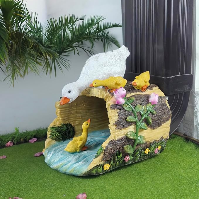 Duck Statues Gutter Extension Garden Decoration, Resin Outdoor Decor, Animal Downspout Diverter, 3"4" Extender Splash Block