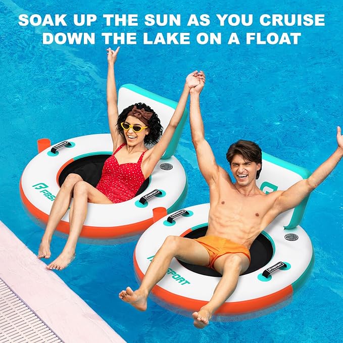 FBSPORT Inflatable River Tube for Floating Heavy Duty, PVC Water Tubes for Adults, 43" Tubing Floats Lake River Raft Lounge Chair with Cup Holder Backrest Handles Sunchill Float Ring