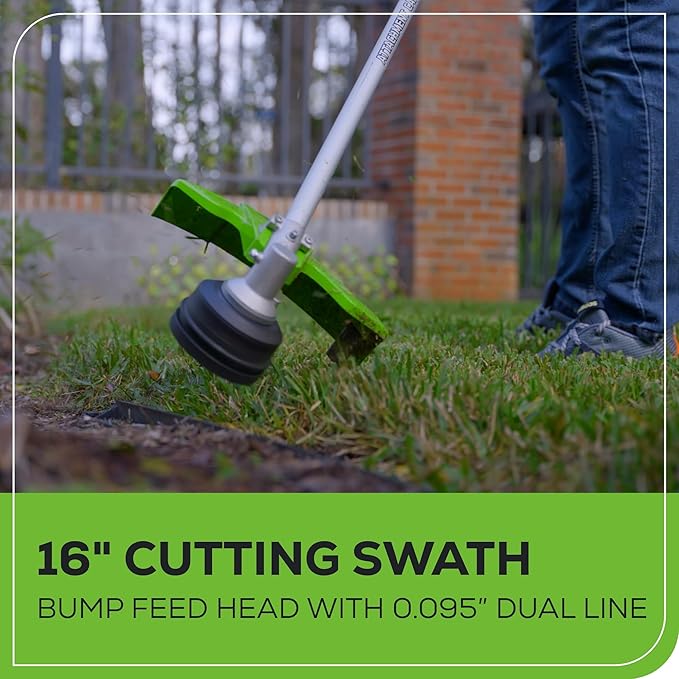 Greenworks 60V 16" Brushless Cordless String Trimmer, Attachment Capable, 4.0 Ah Battery & Charger