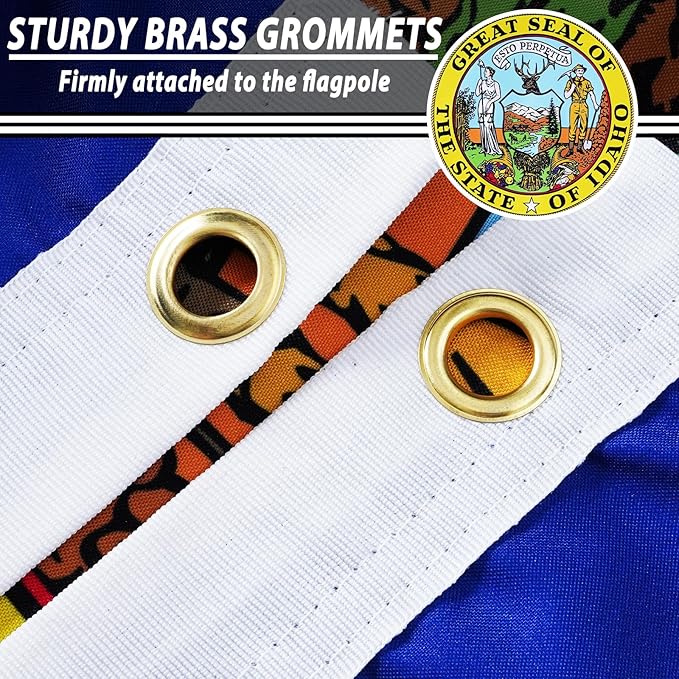 FLAGWIN Idaho Flag 3x5 FT - 3 Ply Double Sided Polyester Idaho State Flag with Brass Grommets - Vivid Color and Fade Proof State of Idaho Flags 3x5 Outdoor