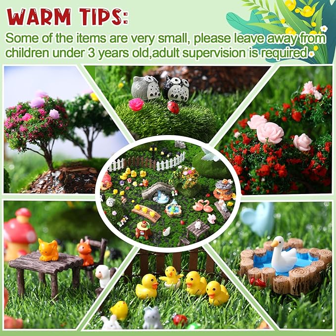 116 Pcs Fairy House Accessories Kit Miniature Garden Accessories Terrarium Decoration Mini Diorama Figurines Miniature Landscape Trees Simulated Succulents for DIY Garden Doll House Craft
