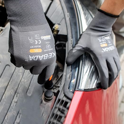 Kebada Safety Work Gloves,120 Pairs Bulk Pack, Touchscreen, PU Coated, Ideal for Warehouse, Construction, Gardening and Mechanics, Grey, X-Large