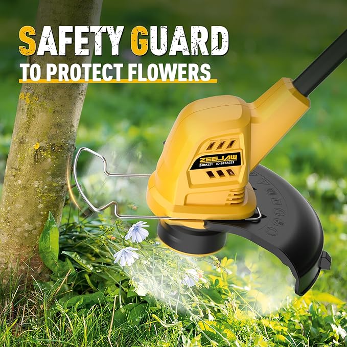 Cordless String Trimmer and Edger, 10 Inch 20V Weed Wacker Battery Operated Lawn Edger with 8 Pcs Replace Spool Trimmer Lines - 1 Batteries & Charger Included (10-inch)