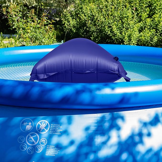 2 Pack Pool Pillow for for Above Ground Pools, 4x8 Ft Pool Air Pillow for Closing Winter Pool Winterizing Kit for Ground Pool, 0.5mm PVC Material, 2X 16.5Ft Rope (Blue)