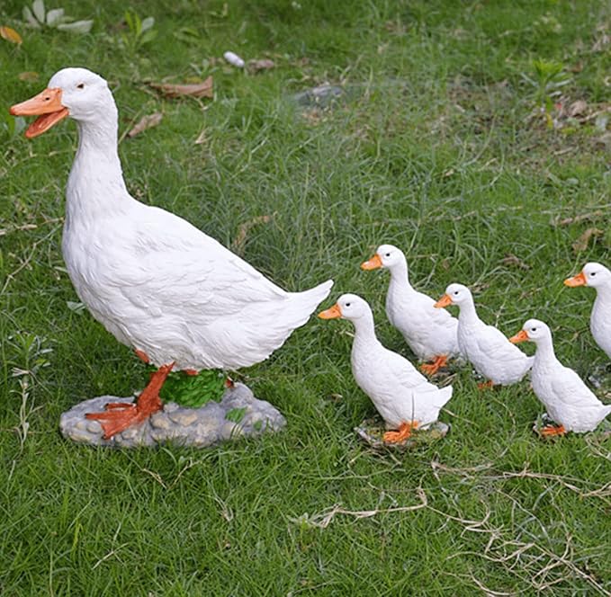 Realistic Duck Statues, Funny Duck Fence Decoration, Resin Duck Decor, Outdoor Animal Statue, Duck Sculpture, Perfect for Home Garden Stairs, Farm, Patio, Backyard (7 in)