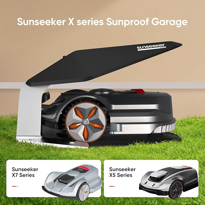 SUNSEEKER X7 Wireless Robot Lawn Mower 0.75 Acre/ 32,000Sq. Ft, with Garage, Vision AI System & RTK, Path Planning, Adaptive Floating Cut Height up to 4", for Medium to Large Yards