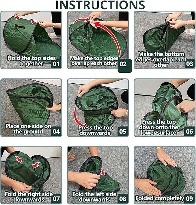 2 Pcs Foldable Pop Up Leaf Collector, Miniature Leaves Pickup and Loader Bag, Lawn Portable Leaf Bags for Cleaning Up Garden Weeds Branches Waste Trash