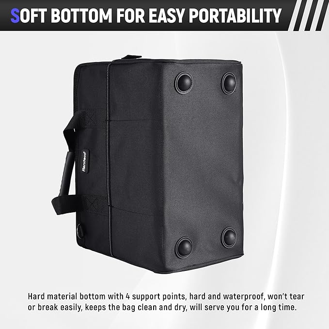 16 inch Heavy Duty Tool Bag for Work | Father's Day Bitthday Gift for Dad | Waterproof Oxford Fabric, Wide Mouth Design, Multi-Pocket Organizer with Padded Strap (Black)