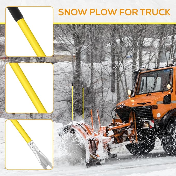 Lasnten 4 Pcs 27 Inch Snow Plow Blade Markers Guide Kit Steel Wire Inside Bolt on Bumper Guides High Visibility Easy Installation for ATV Western Snowplows(Yellow)