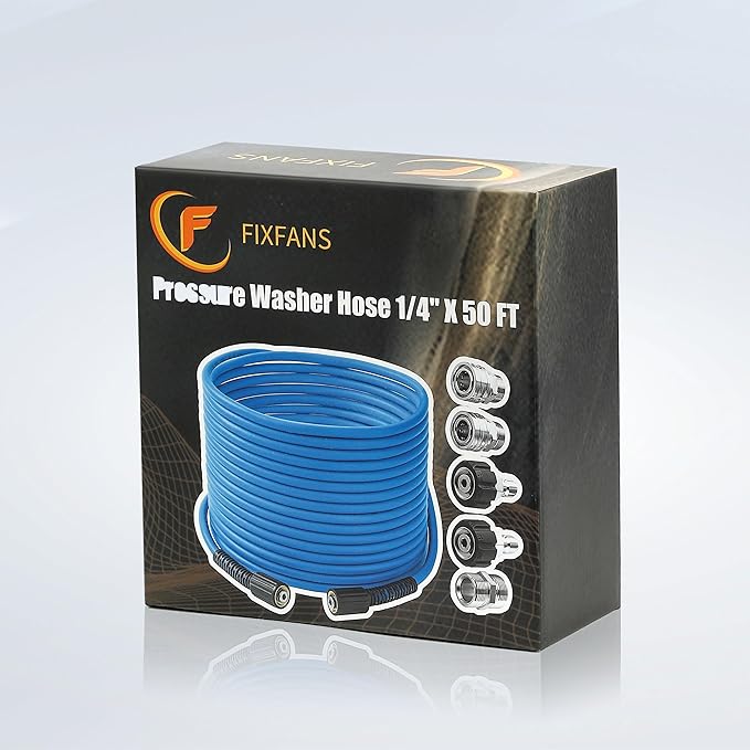 Upgrade Pressure Washer Hose – 1/4" X 50 FT Power Washer Extension Hose – Kink & Wear Resistant High Pressure Hose for Replacement – Compatible with M22 Fittings Stainless Steel– 3600PSI