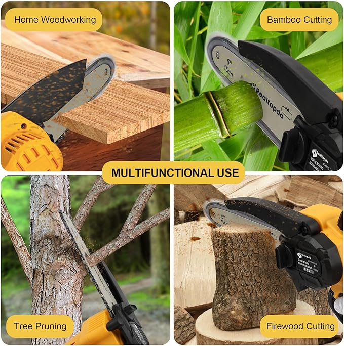 6 In Chainsaw Compatible with DeWalt Battery 20v - Mini Electric Cordless Brushless Chain Saw Handheld Compact Portable Mobile Small Trimming Pruning Chainsaw Set(Not Battery)