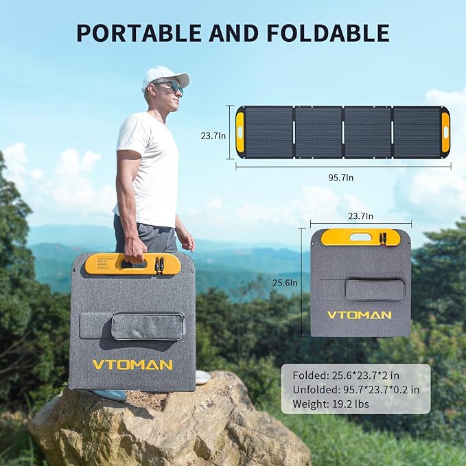 VTOMAN 2376Wh Portable Power Station with Extra Battery & 200W Solar Panel - 1500W Up to 3000W Solar Power Generator for Home Backup, Off-grid, Road Trip, RV, Camping, Fishing, Vehicle Emergency