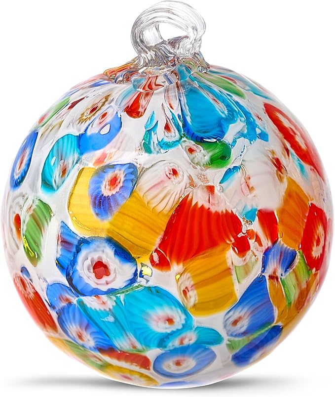 EUSTUMA Hand Blown Glass Witch Ball,Glass Ornament Hanging Garden Gazing Ball Indoor Outdoor Home Décor. (6)