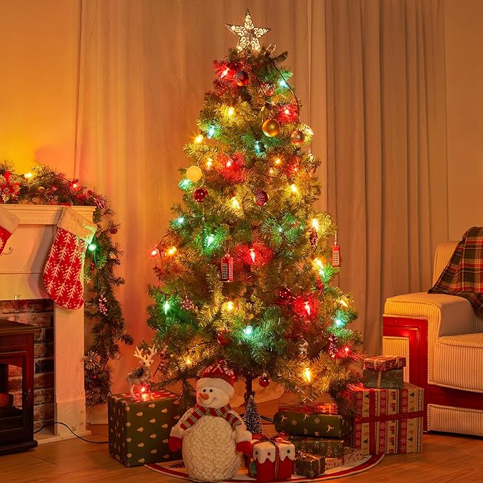 Minetom C9 Multicolor Christmas String Lights, 25FT 25 Blubs Bright & Warm Outdoor Christmas Lights, Long Life C9 String Lights for Tree Patio Gazebo Wreath, Multicolor Green Wire