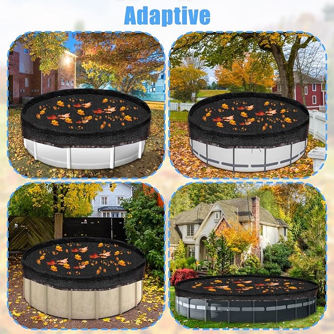28ft Round Leaf Net Pool Covers for Above Ground Pool - Winter Cover Mesh Cover，29.5ft Mesh Swimming Pool Cover，Pool Safety Net Fits 28FT Above Ground Pools,Cover Size: 29.5 X 29.5 FT（Square）