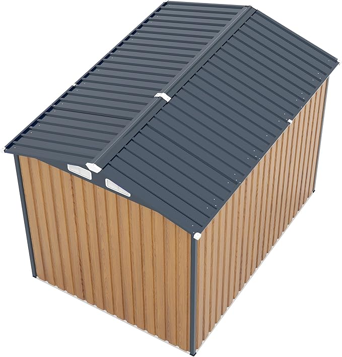 6x8 FT Sheds & Outdoor Storage,Steel Storage Shed with Lockable Doors and Window,Waterproof Garden Shed w/Roof Slope Design & Weather Versatility,Tool House for Storing Bicycles,Yellow