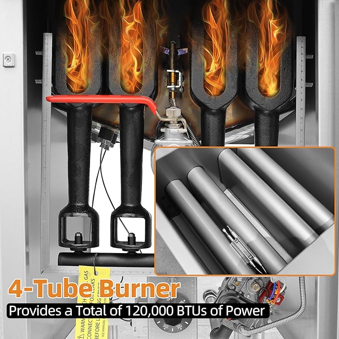 Commercial Gas Floor Fryer with 2 Baskets, 120000 BTU Propane Gas Fryer-Only Commercial Use, 4 Heating Tubes, 55 lb Oil Capacity Deep Fryer for Restaurants, Fast Food, Food Trucks