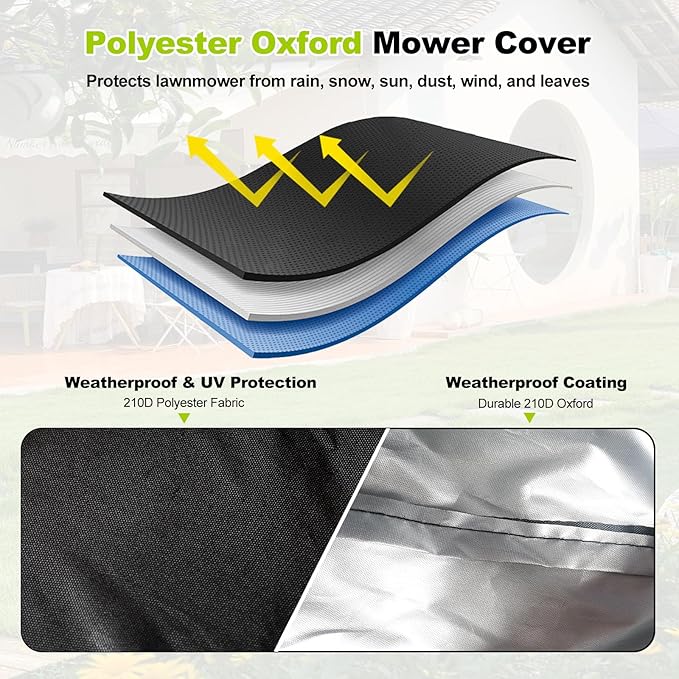 Lawn Mower Cover Compatible with Ryobi, Heavy Duty Lawnmower Covers, Polyester Oxford Push Mower Cover, with Drawstring and Storage Bag, for Dust and Outdoor Protection, Black