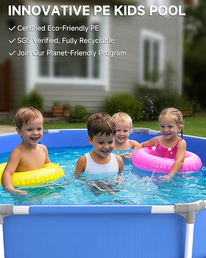 Steel Frame Round Above Ground Swimming Pools Set for Outdoor Backyard: 10ft x 30in - Odorless Eco PE Material with Pool Liner and Pool Cover