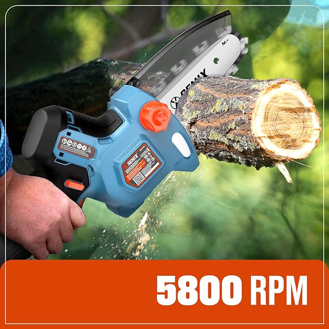 SENIX 20V 5" Mini Electric Chainsaw, Cordless Battery Powered Chainsaw, Brushless Small Handheld Portable Chain Saw, Best Gift for Men Dad Husband Fathers Gardener, Tool Only, CSX2-M3-0