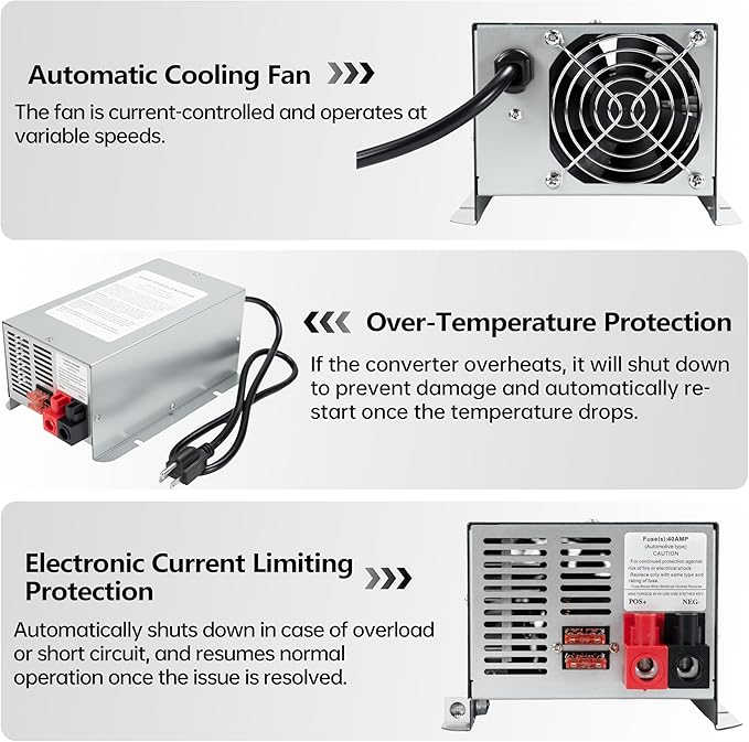 Upgrade WF-9855 55 Amp RV Power Converter Charger, Replace for RV Camper WF-9800 Series, WF-9855, WF-9855-AD, WF-9855-MBA, for Lead-Acid Battery 1 Year Warrant