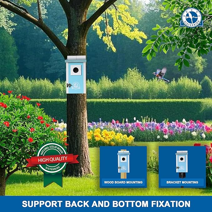 Bird Houses for Outside, Ice Blue Bird House, Bluebird Houses for Outside, Garden Decoration Birdhouses for Outdoors, Bluebird Finch Swallow Wren Chickadee