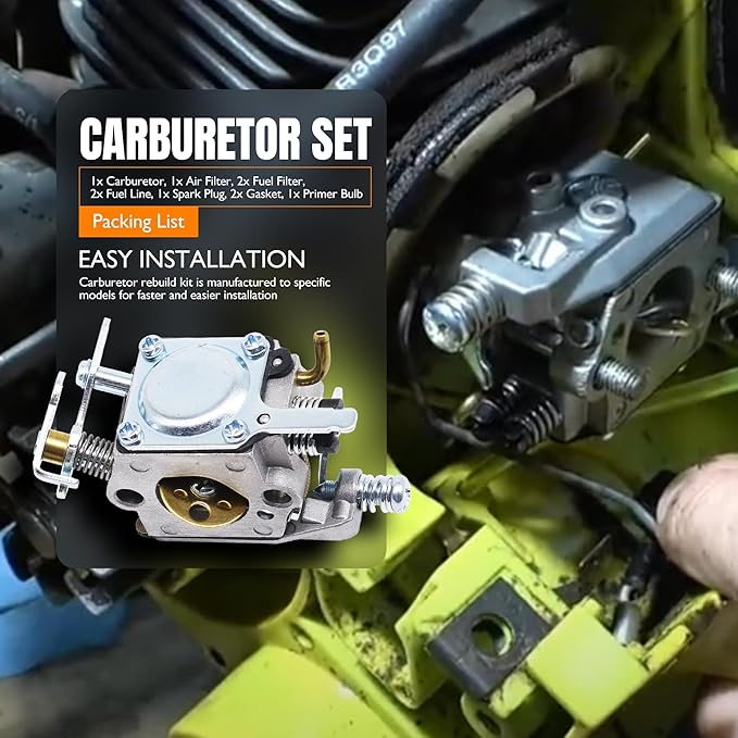Carburetor Set 545081885 530069703 Compatible With Poulan Chainsaw 1900 1950 2050 2055 2150 2175 2350 2375 2450 2550 262 Wild Thing 2375LE Walbro W-20 WT-624 WT 89 891 WT-324 Zama C1U-W8 C1U-W14