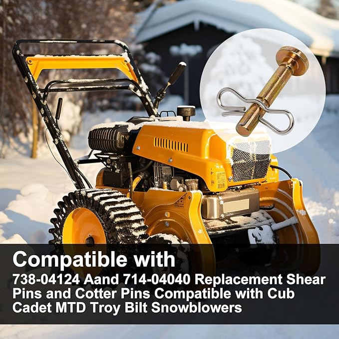 Shear Pins and Cotter Pins Fit for MTD Snowblower - Shear Pins 30pcs and Cotter Pins 30pcs Compatible for Cub Cad et Troy Bilt Craftsman 24" 26" Snow Thrower, Replace 738-04124A 714-04040