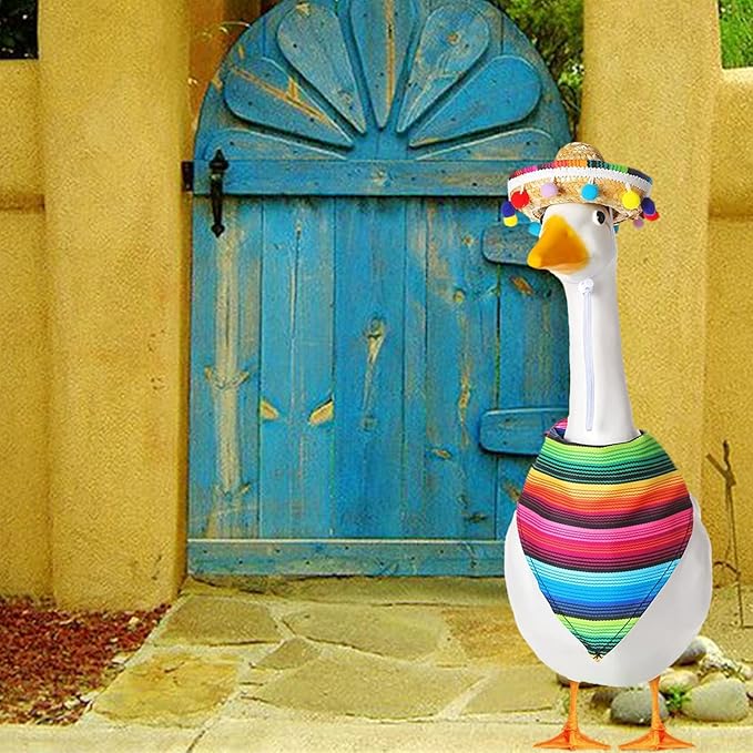 Mexican Porch Goose Outfits for 23" Plastic Porch Goose Outfit Goose Clothes for Cement Goose for Indoor Outdoor Garden Yard Lawn Patio Art Decor(MXG)