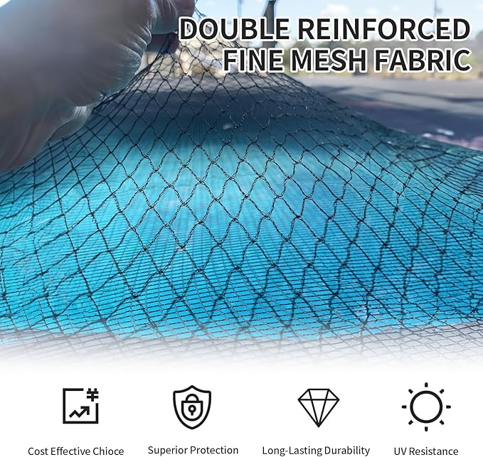 21 Feet Round Pool Leaf Net Cover - Pool Net Cover with 12 Pcs Swimming Pool Cover Clips - Leaf Net for 18FT Above Ground Pools