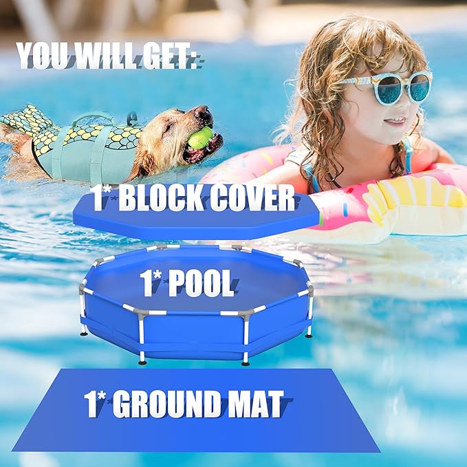 Inflatable Pool for Kids and Adults, 8 FT x 20.04 Inch Oversized Round Thickened Family PE Swimming Pool for Toddlers, Outdoor, Garden, Backyard, Summer Water Party Dog