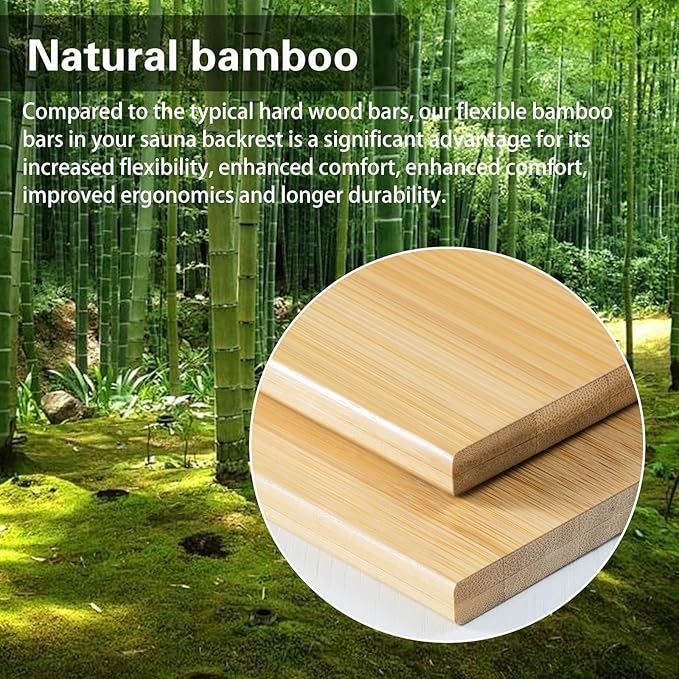 Sauna Backrest Added Adjustable Neck Pillow Accessories Bamboo Sauna Back Rest 18 Low - Heat - Conducting Bamboo Slats + Anti - Slip Pads for Comfort Lying or Leaning