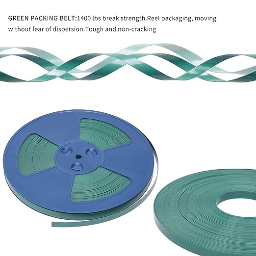 Heavy Duty Packaging 3pcs 5/8"(16mm) x 0.35" x 330'Light green Industrial-Grade Polyester(PET)Strapping Roll,Pallet Strap Coil for packaging strapping tool- 1400 lbs Break Strength(990ft Green)